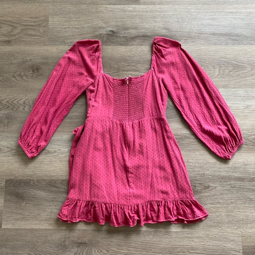 Lulus Wrap Style Red Ruffled Dress - Picture 2 of 4